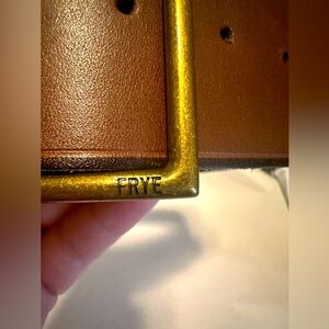 Frye Womens Shaped Leather Belt with Roller Buckle Brown Size S